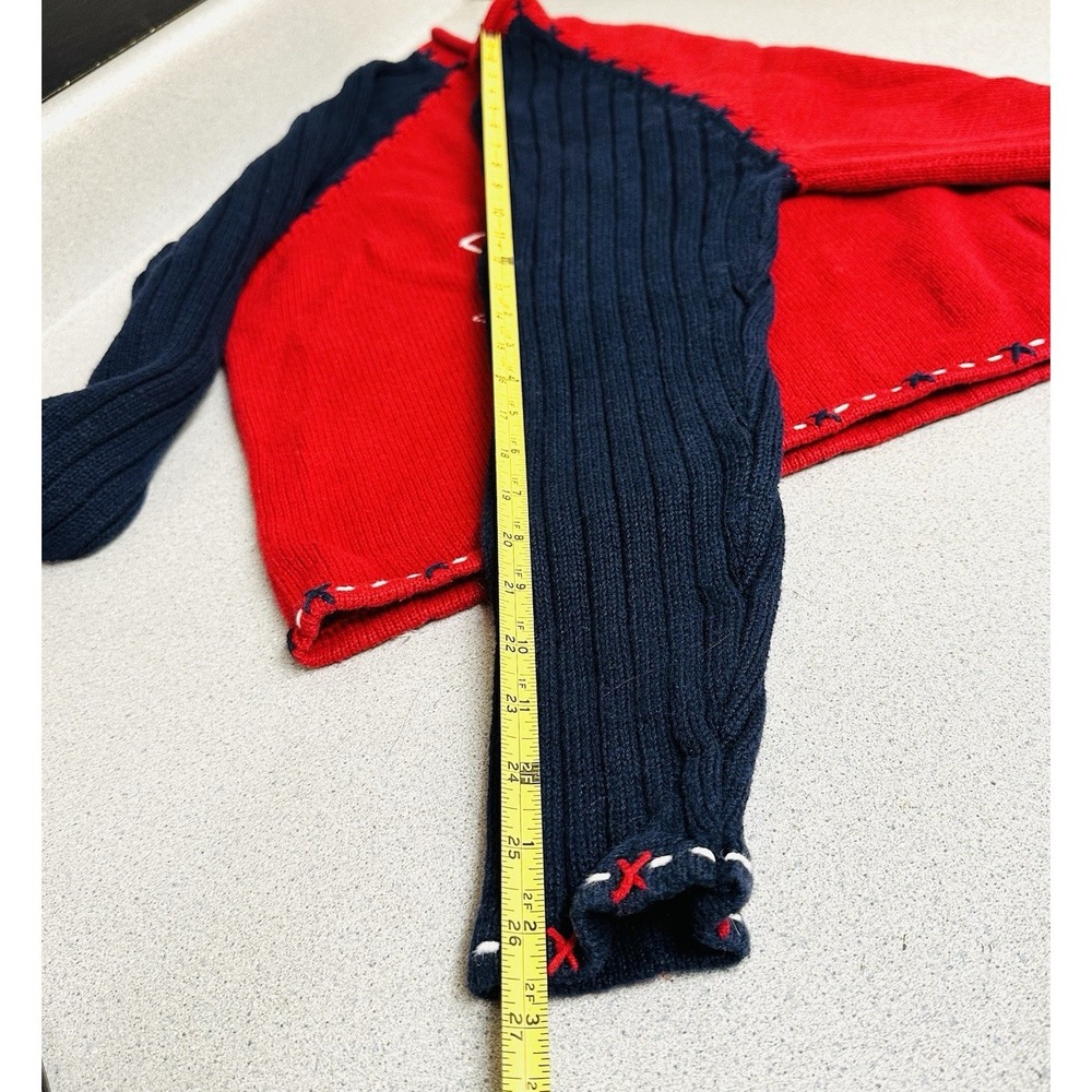 Karen Scott Sport Large Red White Blue Sweater USA Flag July 4th Bear Cotton - Picture 7 of 7